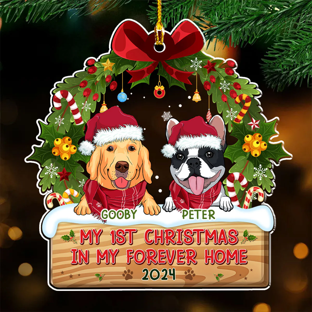 1st Christmas In Forever Home - Personalized Custom Acrylic Ornament - Image 2