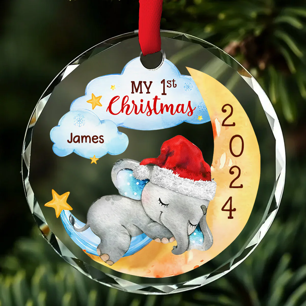 1st Christmas Of Baby - Personalized Custom Glass Ornament - Image 2