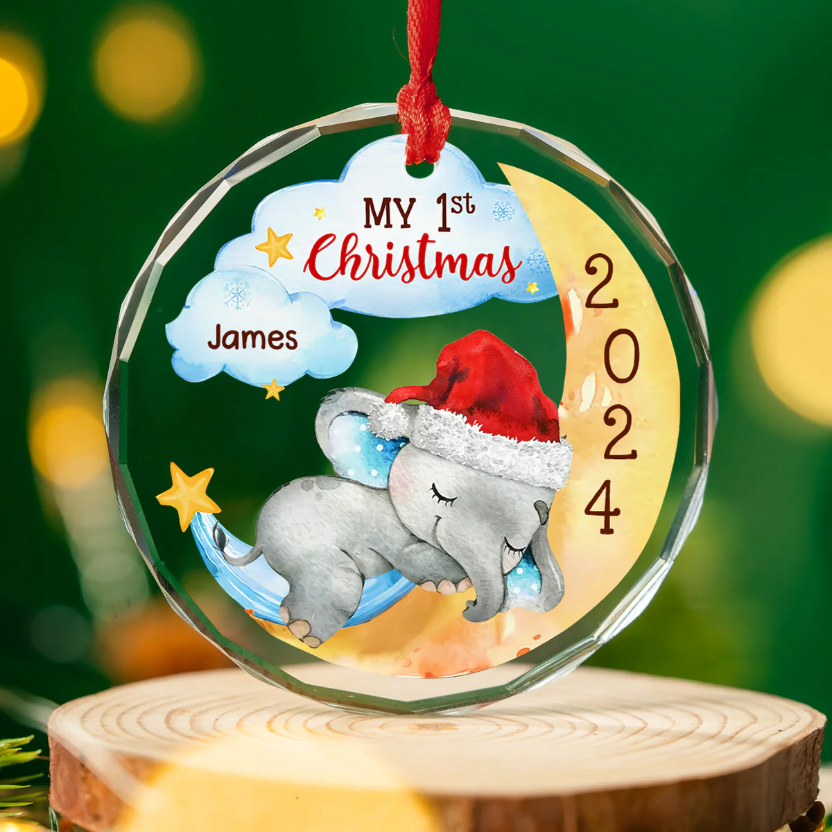 1st Christmas Of Baby - Personalized Custom Glass Ornament - Image 3