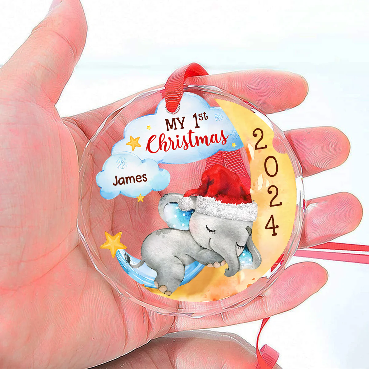 1st Christmas Of Baby - Personalized Custom Glass Ornament - Image 5