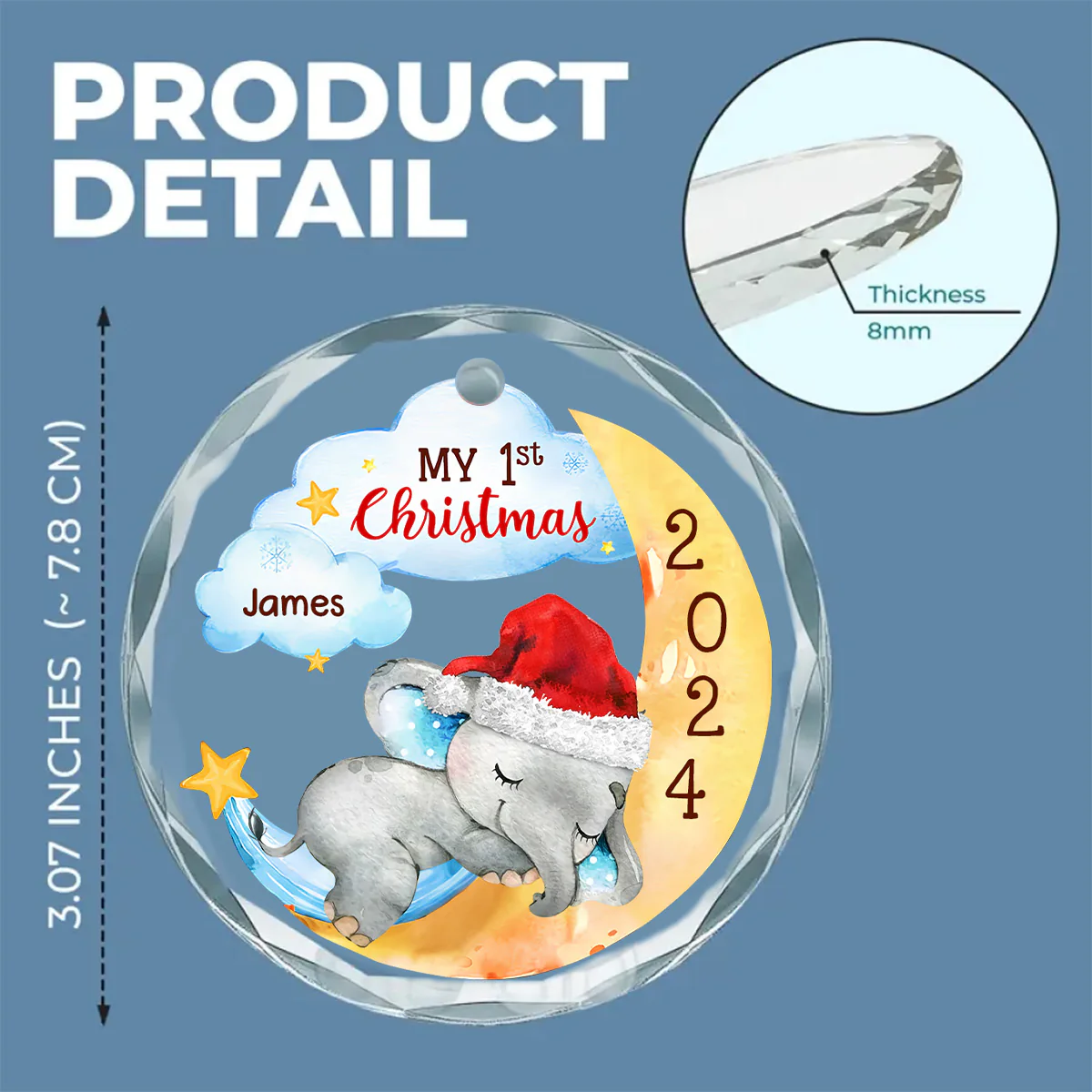 1st Christmas Of Baby - Personalized Custom Glass Ornament - Image 6