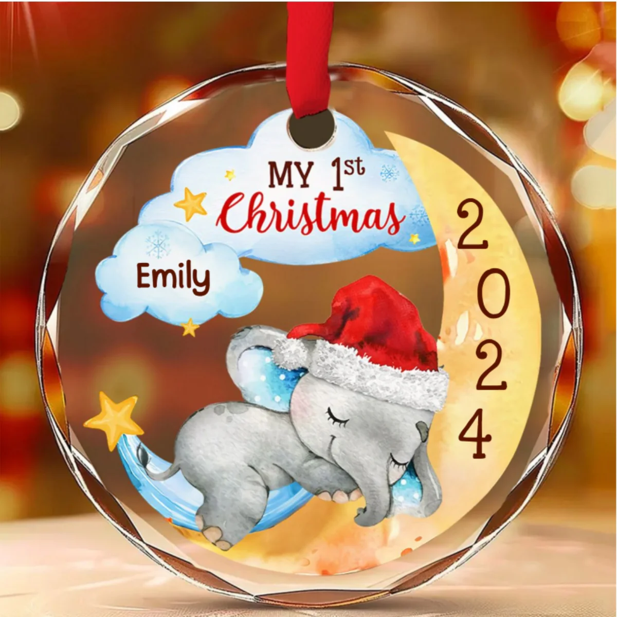 1st Christmas Of Baby - Personalized Custom Glass Ornament - Image 7