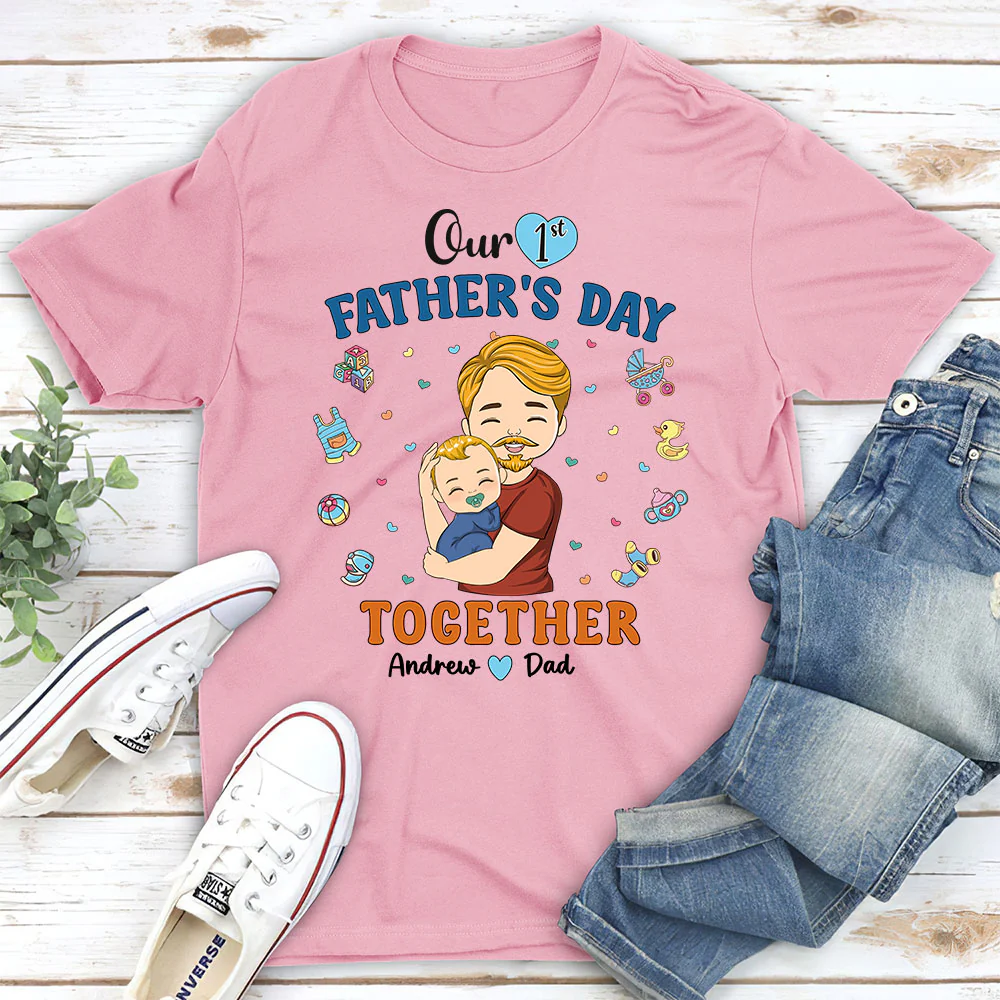 1st Fathers Day Together - Personalized Custom T-shirt And Onesie - Image 3