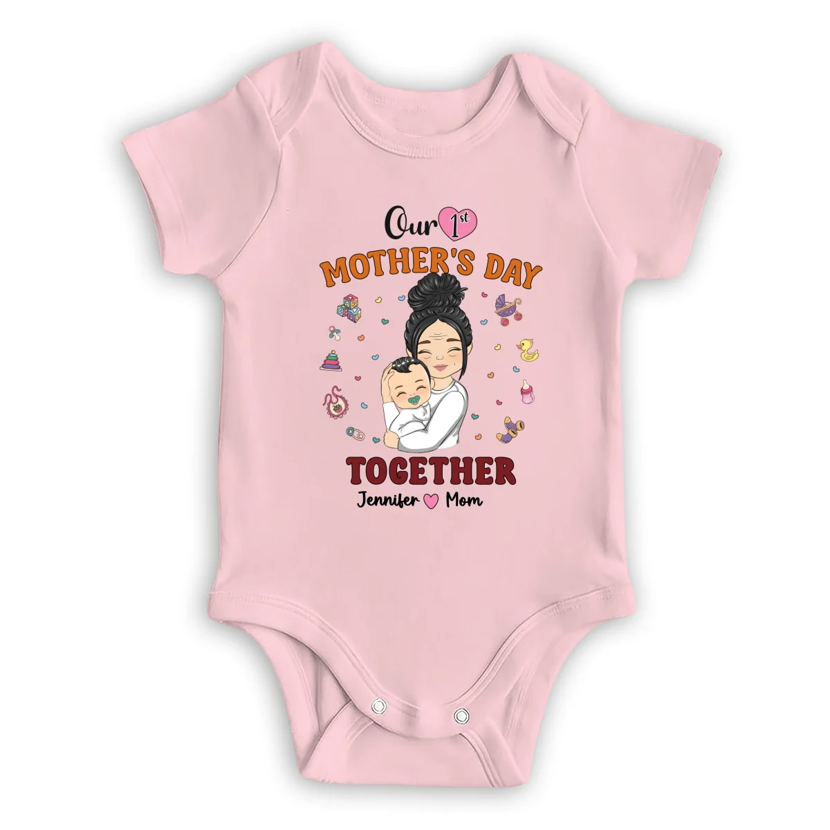 1st Mothers Day Together - Personalized Custom Onesie - Image 9