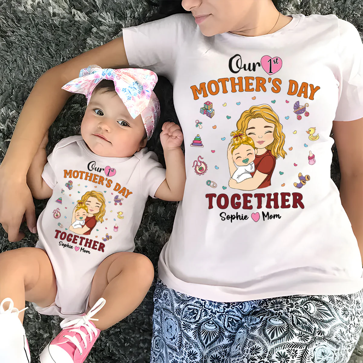 1st Mothers Day Together - Personalized Custom T-shirt And Onesie