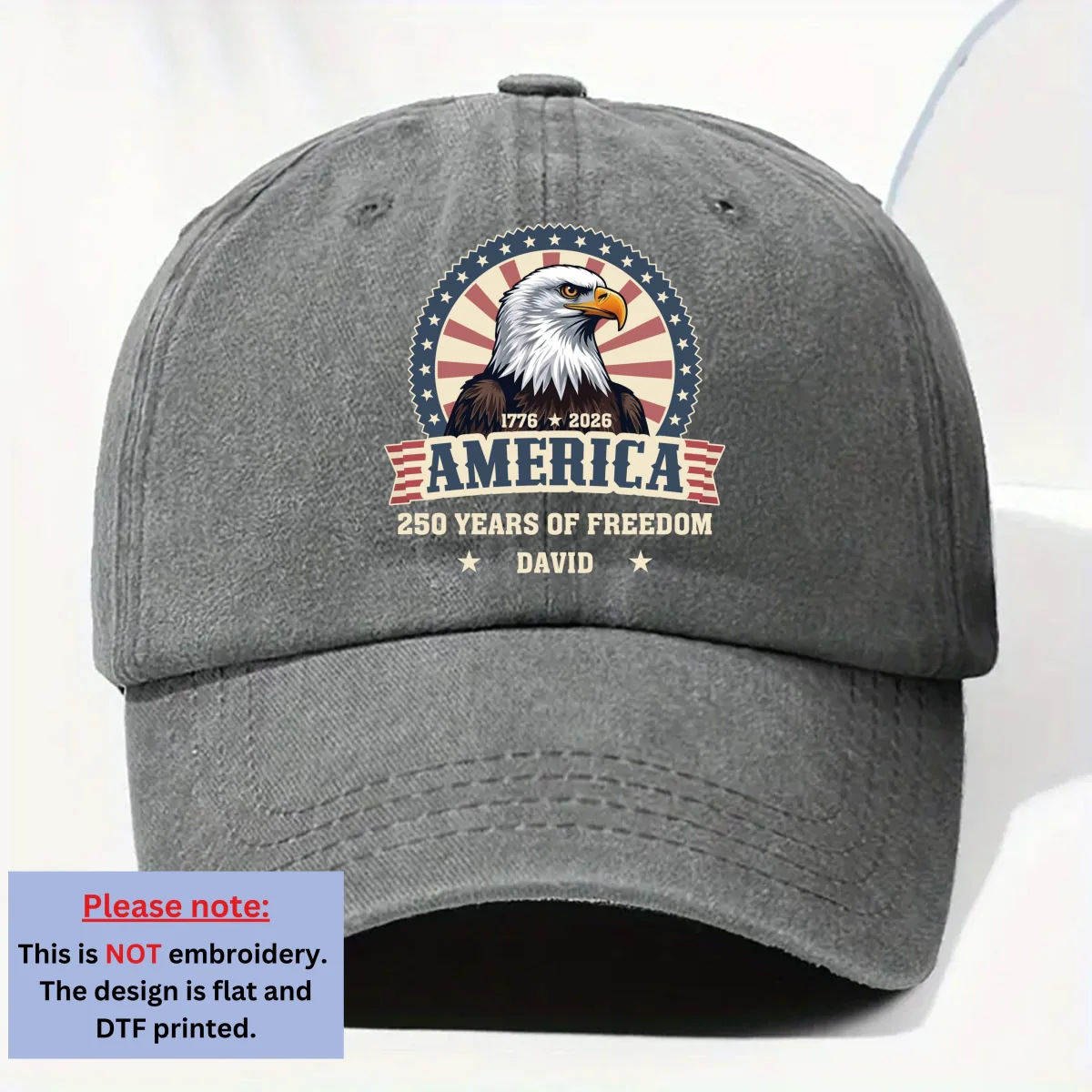 250 Of Freedom - Personalized Custom Vintage Washed Denim Cap - Image 8