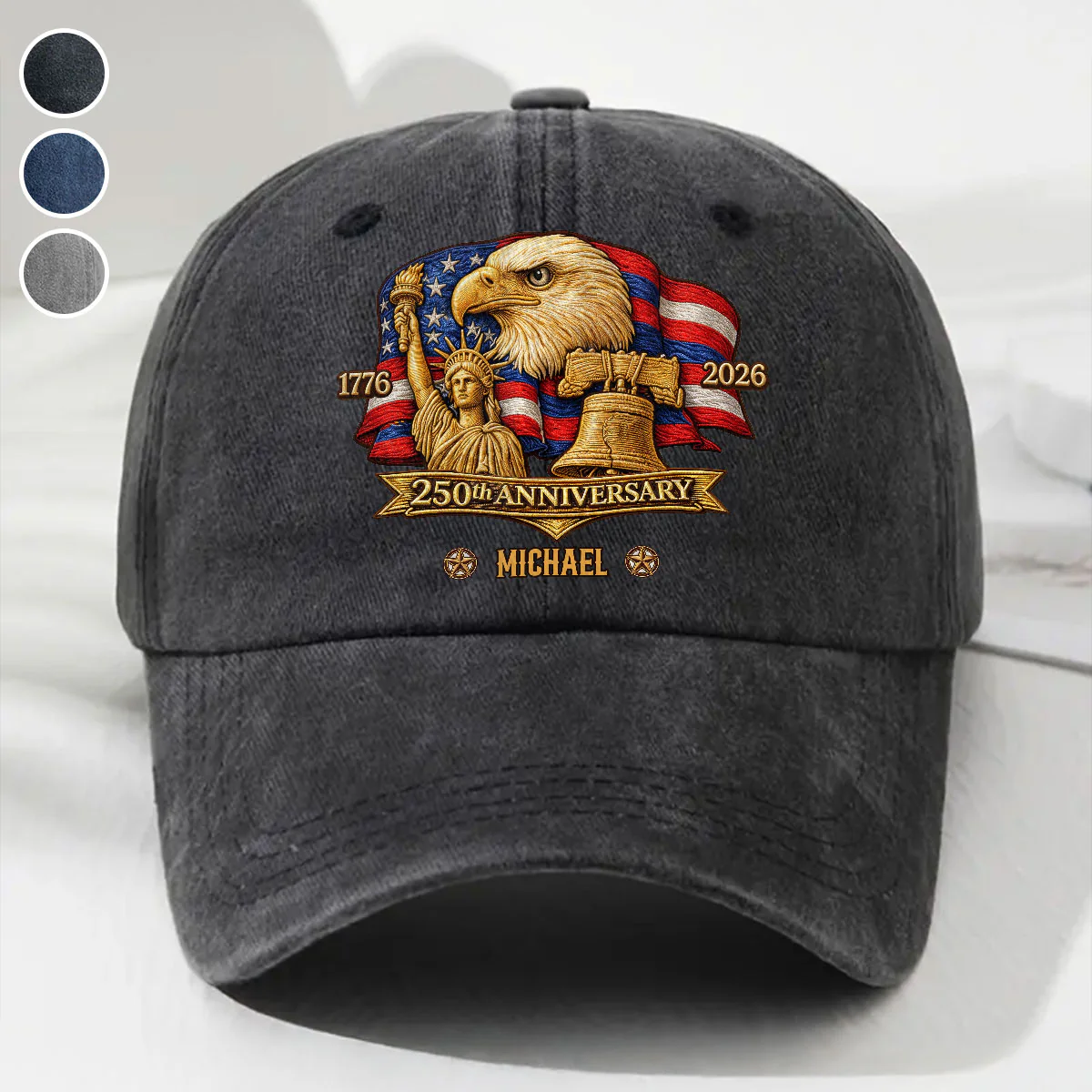 250 Years Of Freedom - Personalized Custom Vintage Washed Denim Cap