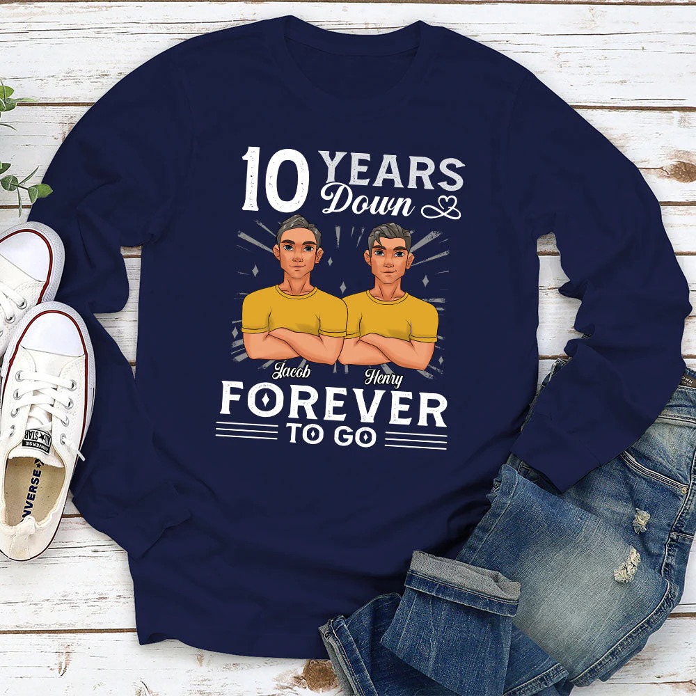 Years Down Forever To Go - Personalized Custom Long Sleeve T-shirt - Image 2