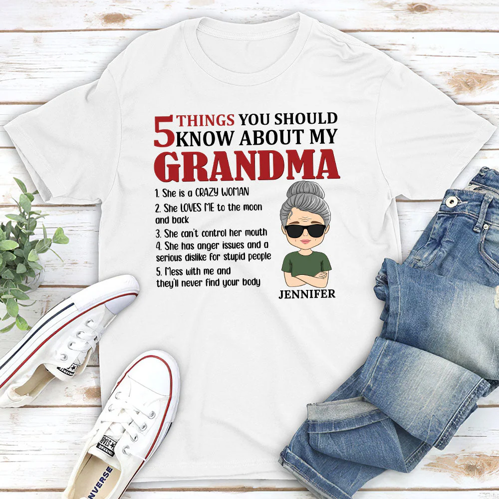 5 Things You Should Know About Grandma - Personalized Custom Unisex T-shirt - Image 2