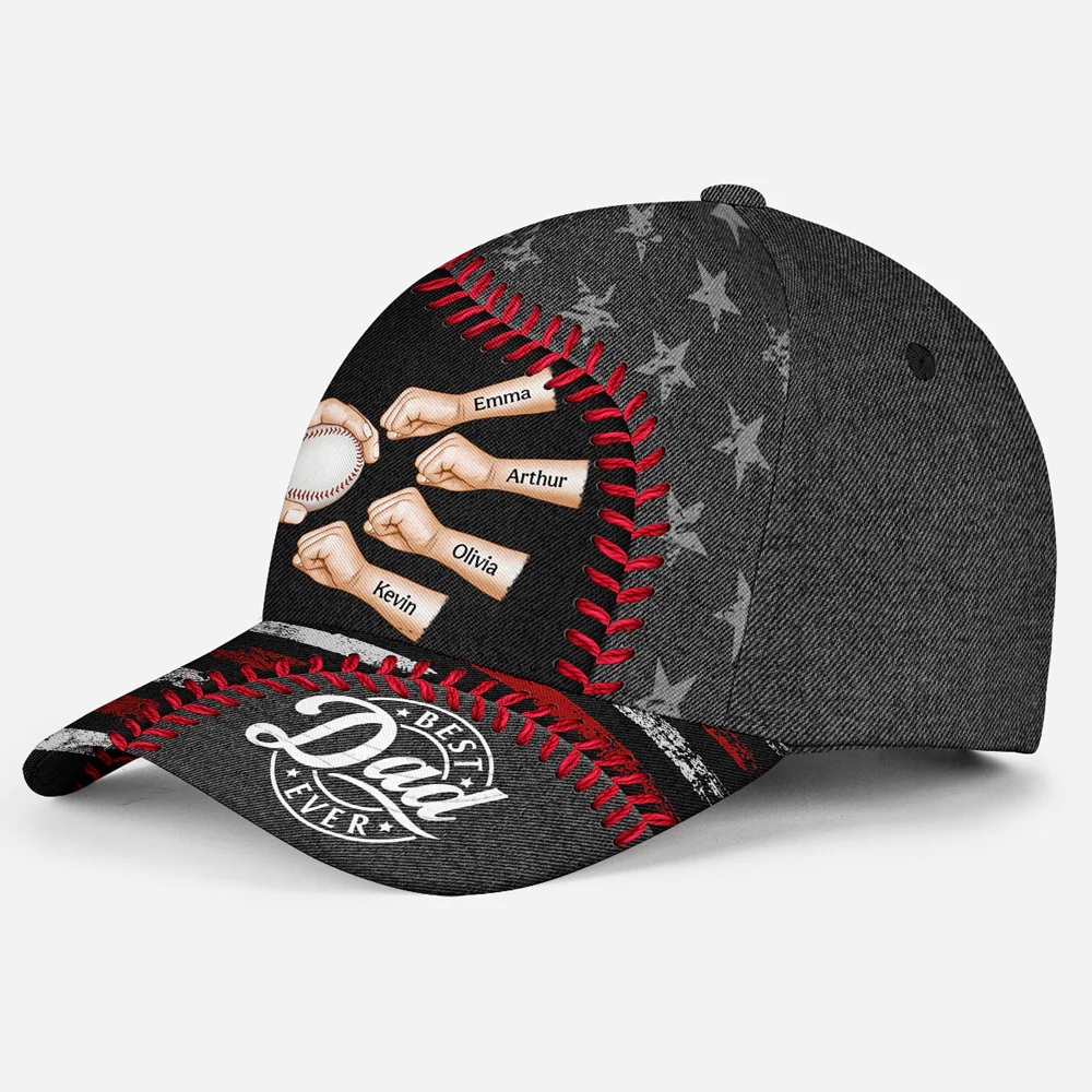 A Baseball Dad Power Is Fueled by Love - Personalized Custom Classic Cap - Image 3