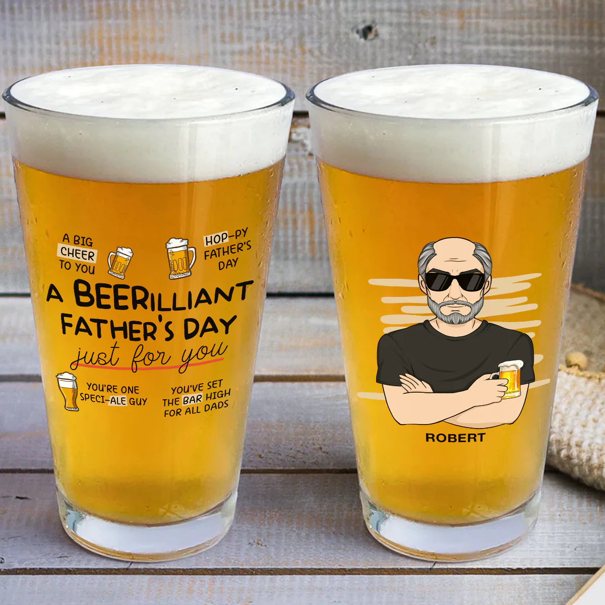 A Beerilliant Fathers Day - Personalized Custom Beer Glass - Image 2