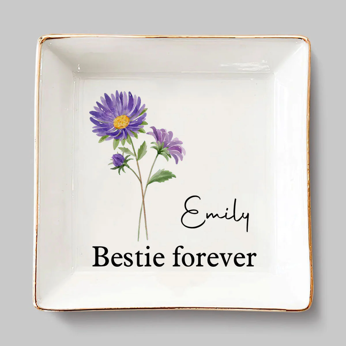A Best Friend Is A Flower That Never Fades - Personalized Custom Jewelry Dish - Image 3