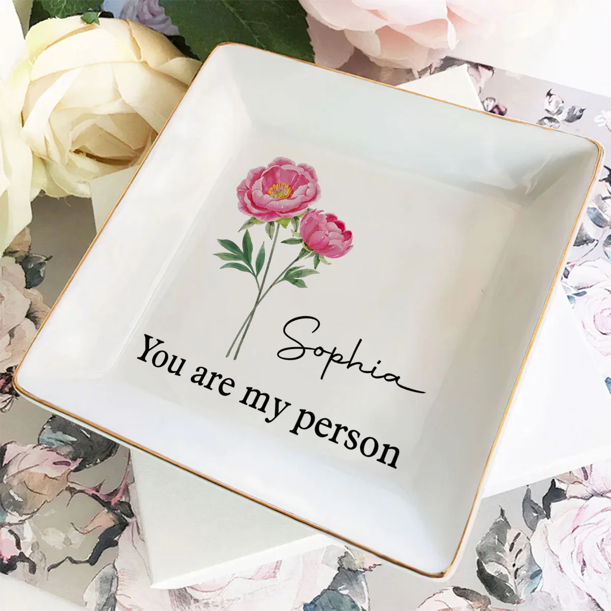 A Best Friend Is A Flower That Never Fades - Personalized Custom Jewelry Dish - Image 4