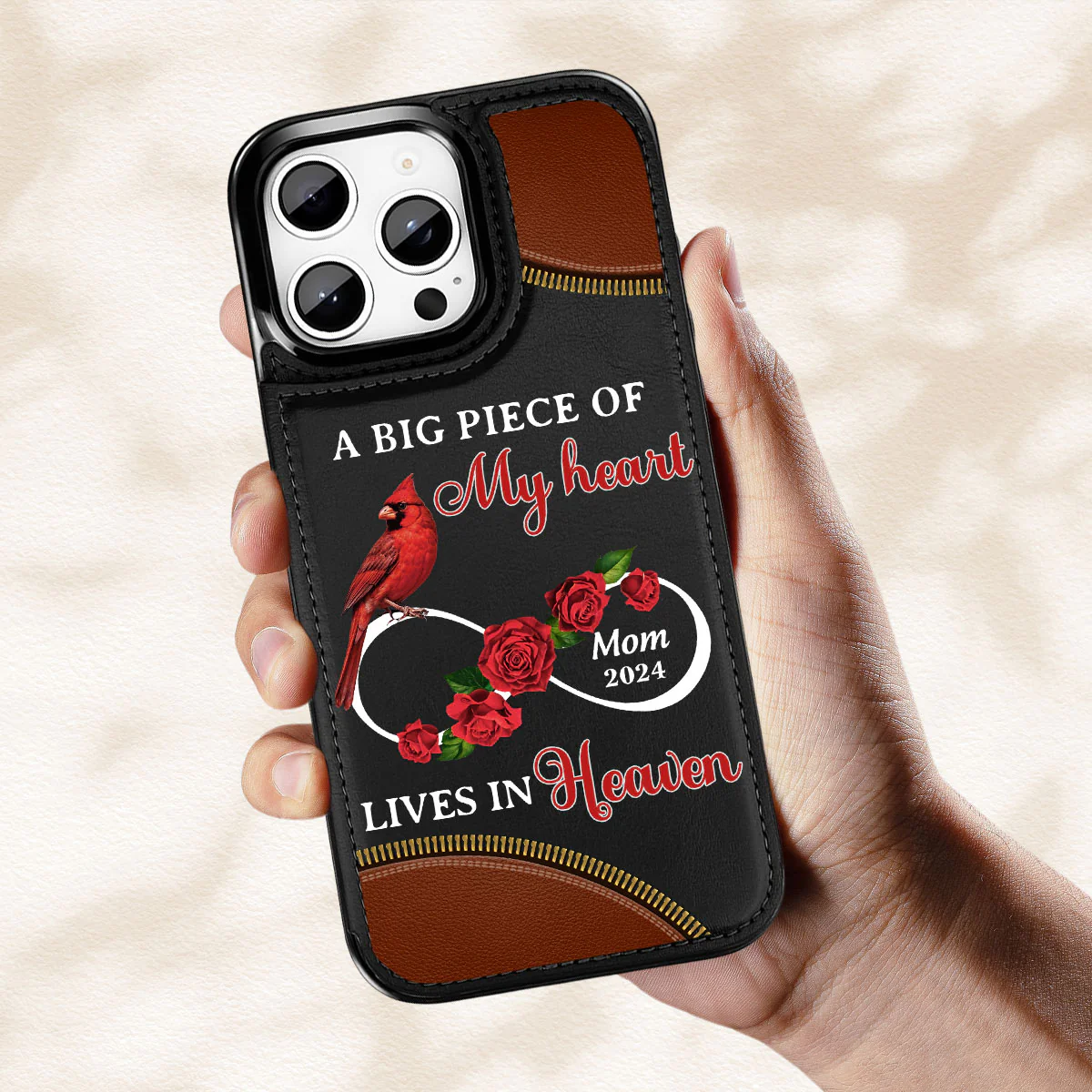 A Big Piece Of My Heart - Personalized Custom Leather Phone Case - Image 3