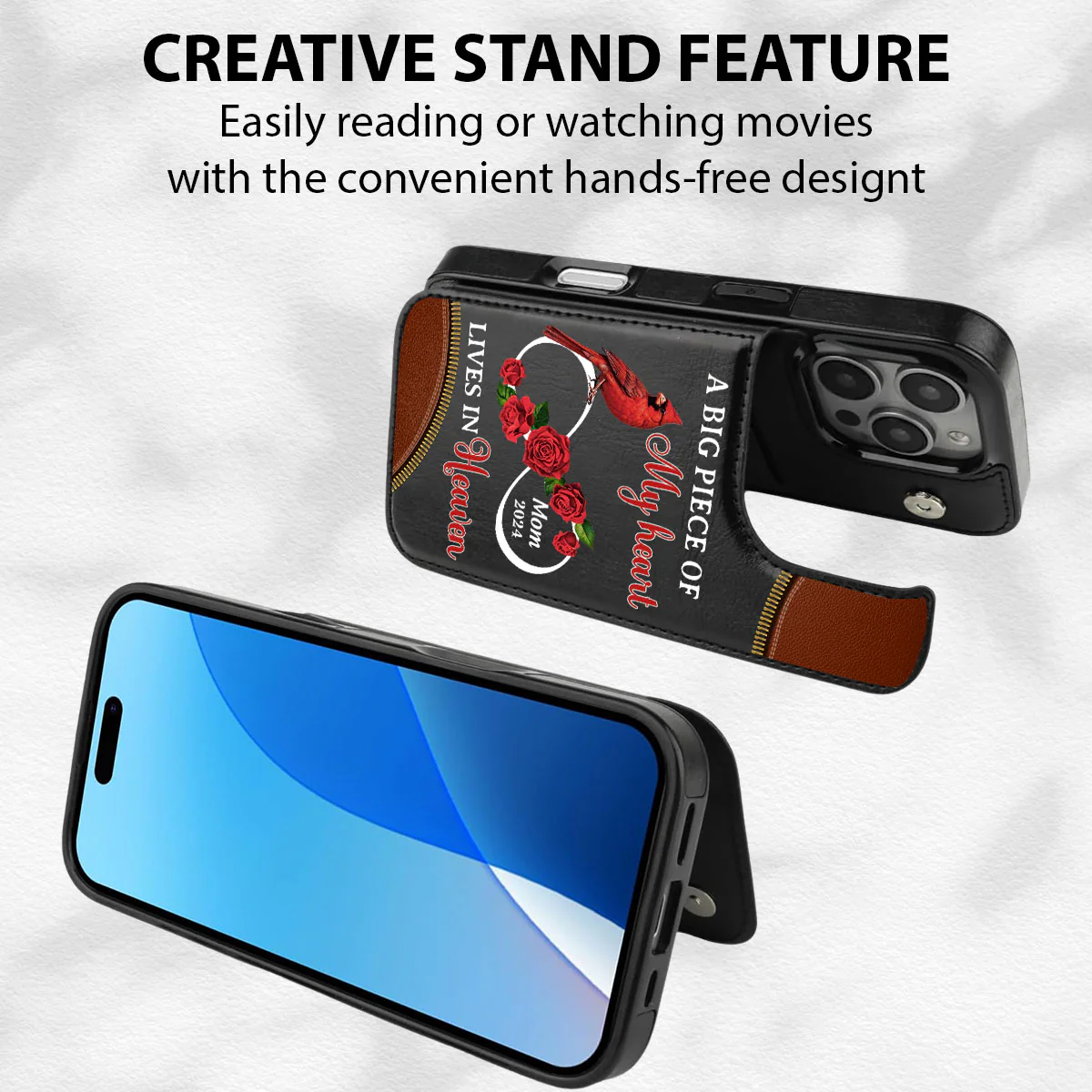A Big Piece Of My Heart - Personalized Custom Leather Phone Case - Image 5