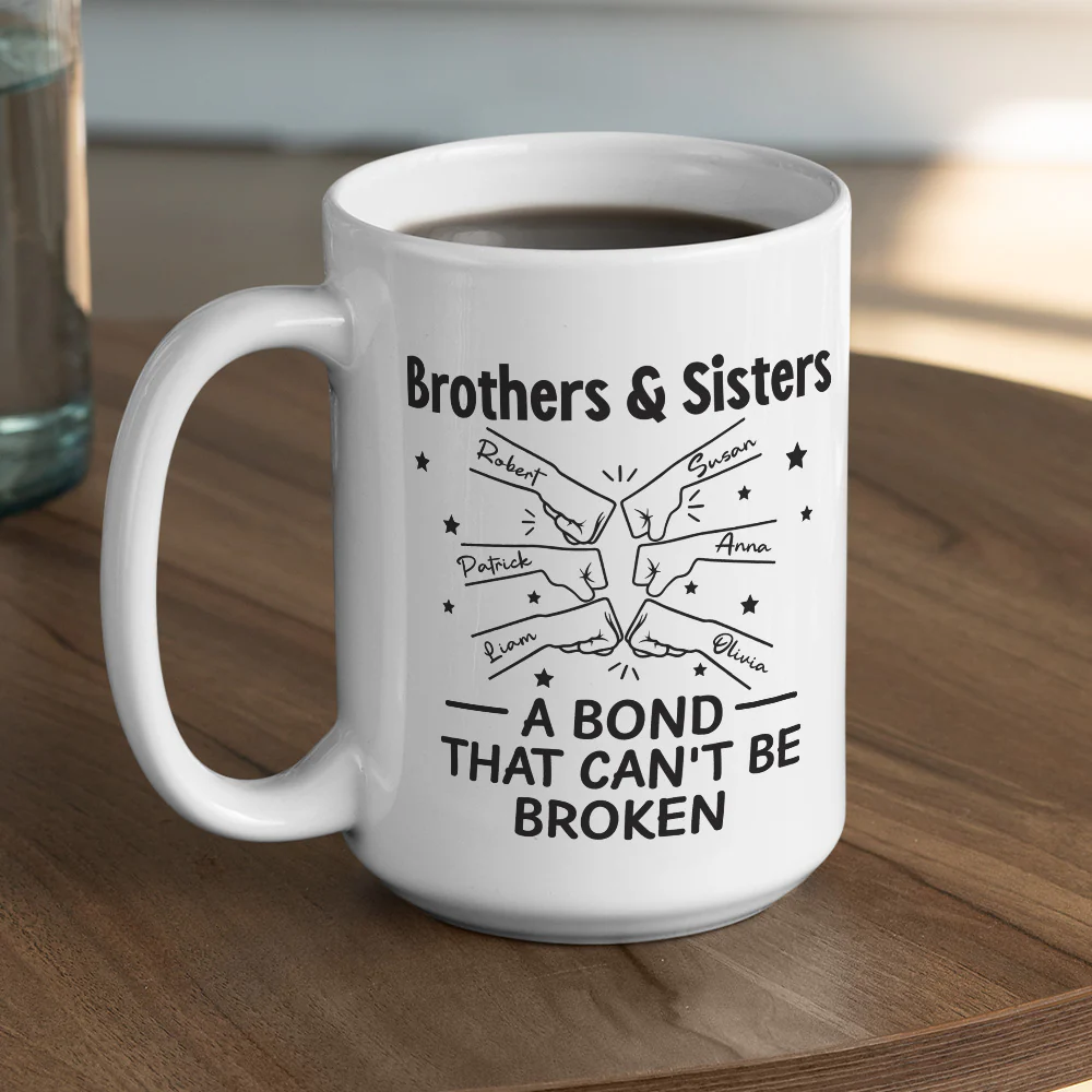 A Bond Between Brothers And Sisters - Personalized Custom Coffee Mug - Image 5