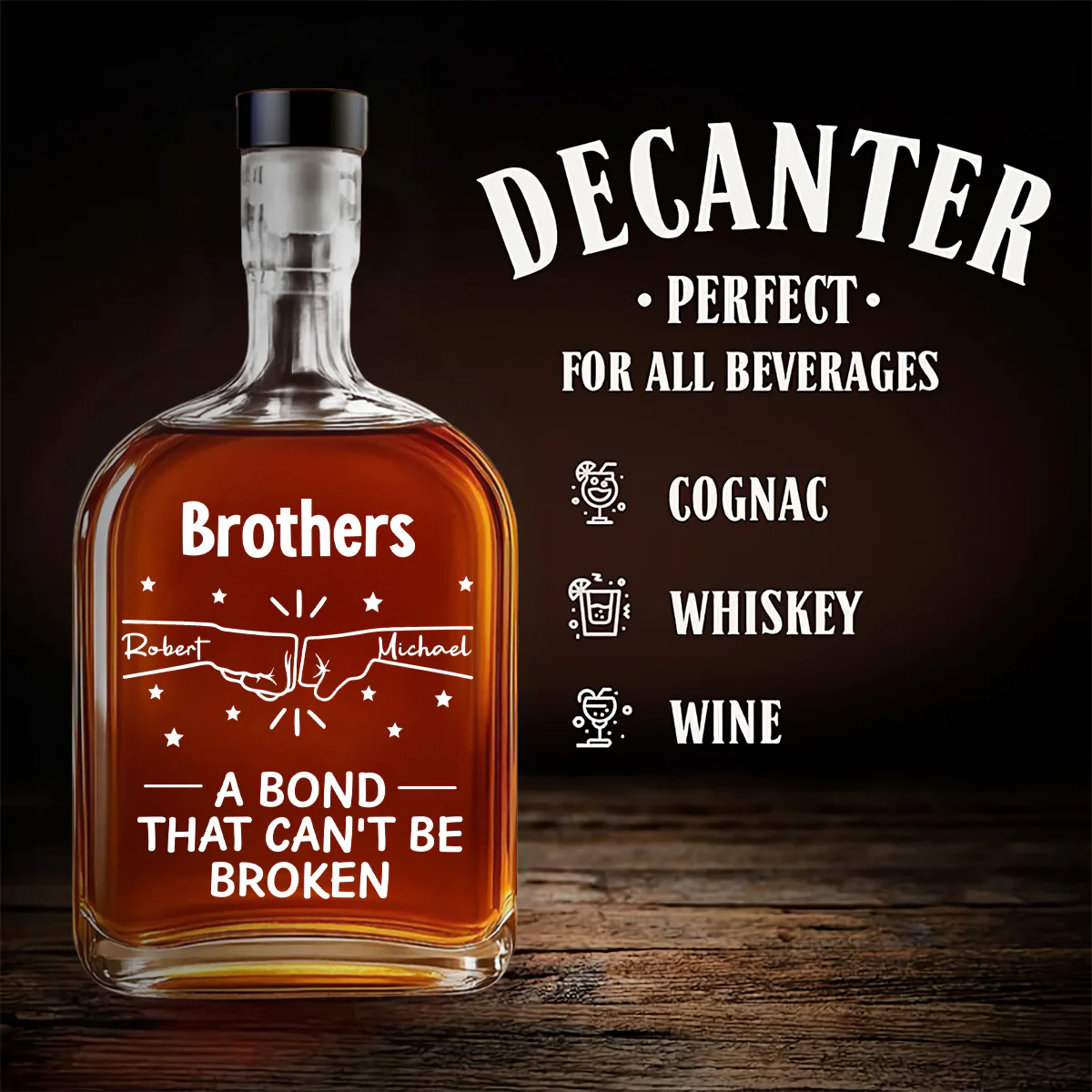 A Bond Between Brothers - Personalized Custom Spirits Decanter - Image 4