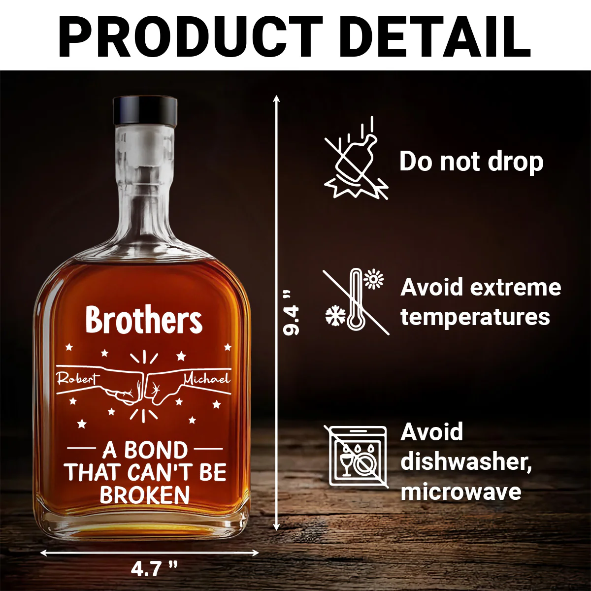 A Bond Between Brothers - Personalized Custom Spirits Decanter - Image 6