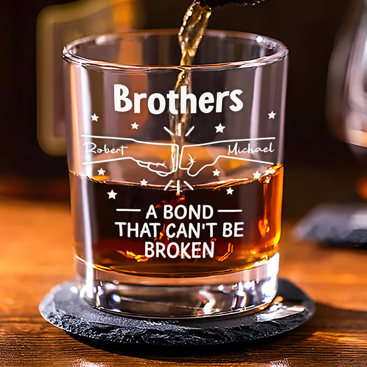 A Bond Between Brothers - Personalized Custom Whiskey Glass