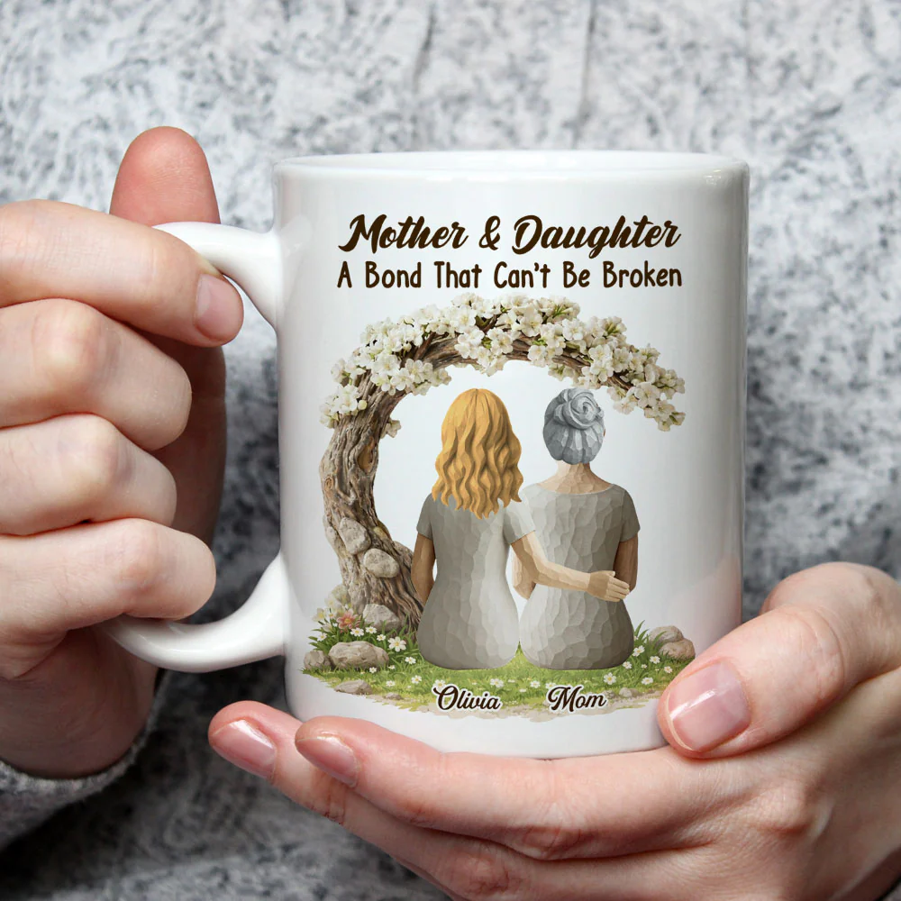 A Bond Between Mom And Daughter - Personalized Custom Coffee Mug - Image 2