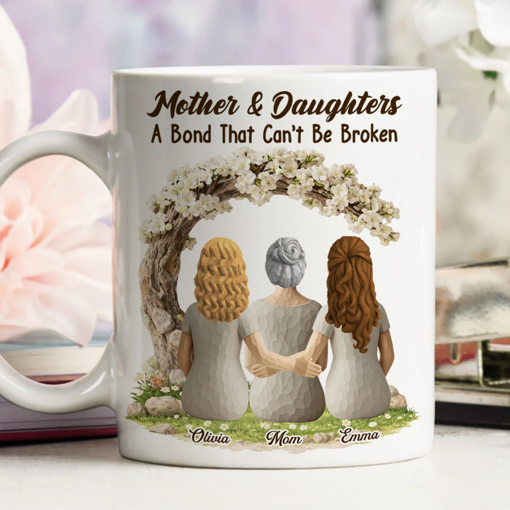 A Bond Between Mom And Daughter - Personalized Custom Coffee Mug - Image 3