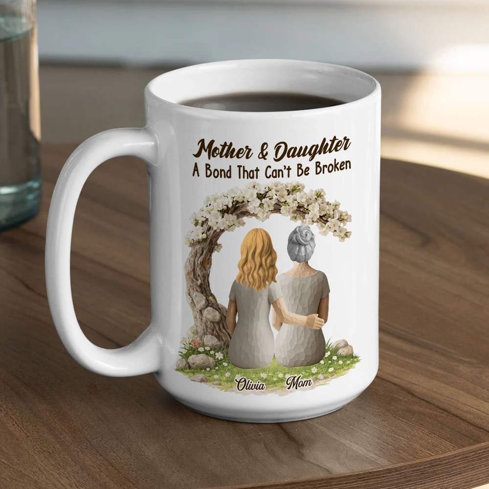 A Bond Between Mom And Daughter - Personalized Custom Coffee Mug - Image 4