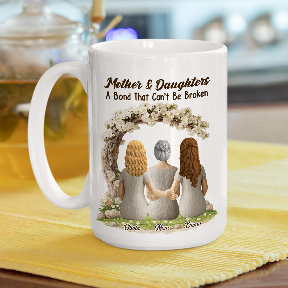 A Bond Between Mom And Daughter - Personalized Custom Coffee Mug - Image 5