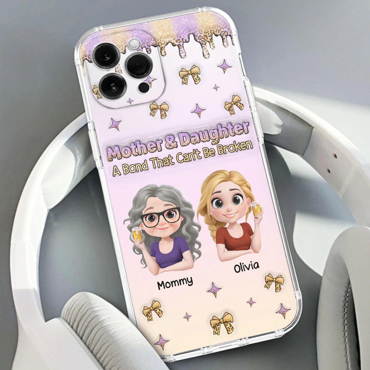 A Bond Between Mother And Daughter - Personalized Custom 3D Inflated Effect Phone Case - Image 2