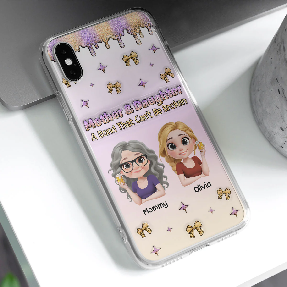 A Bond Between Mother And Daughter - Personalized Custom 3D Inflated Effect Phone Case - Image 3