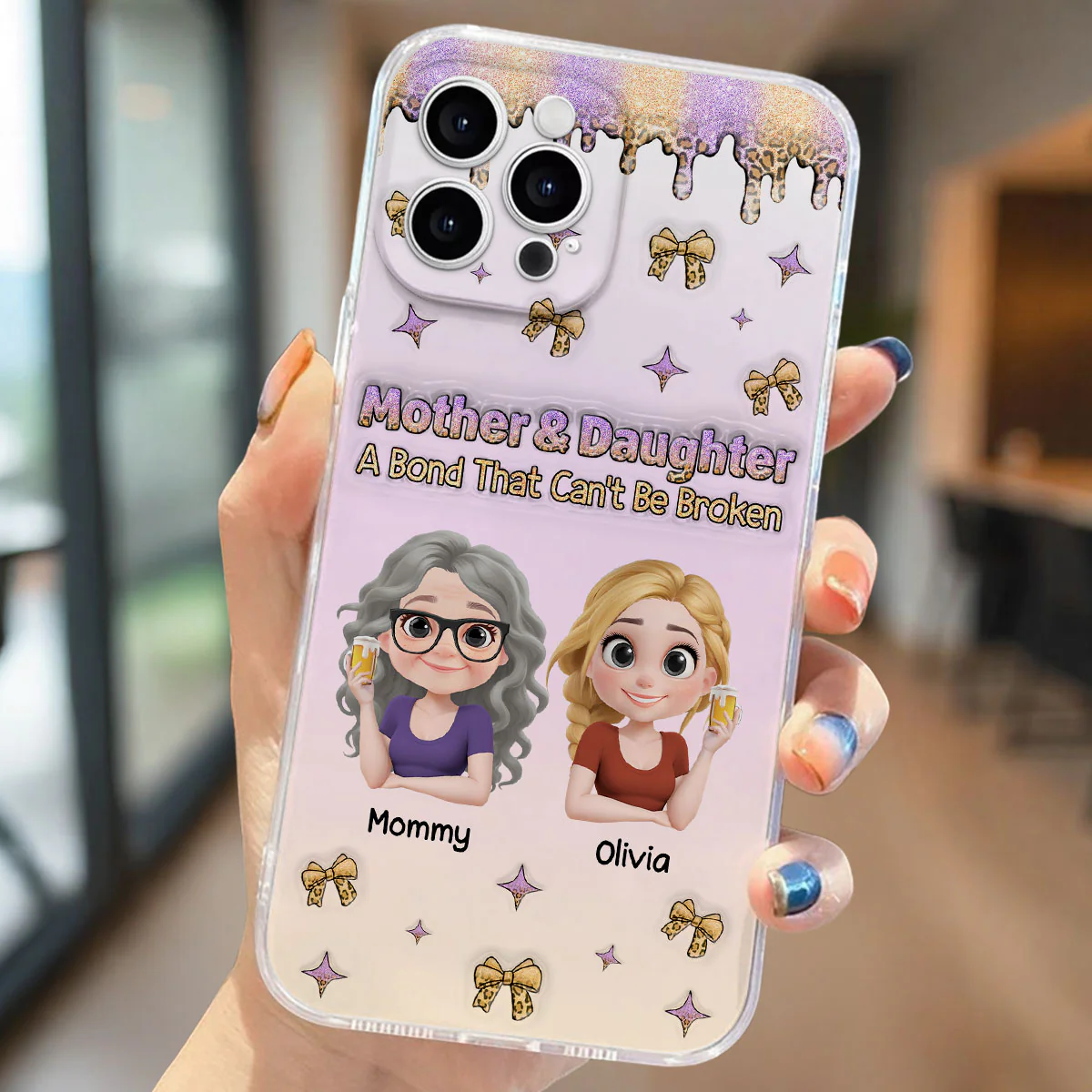 A Bond Between Mother And Daughter - Personalized Custom 3D Inflated Effect Phone Case - Image 4