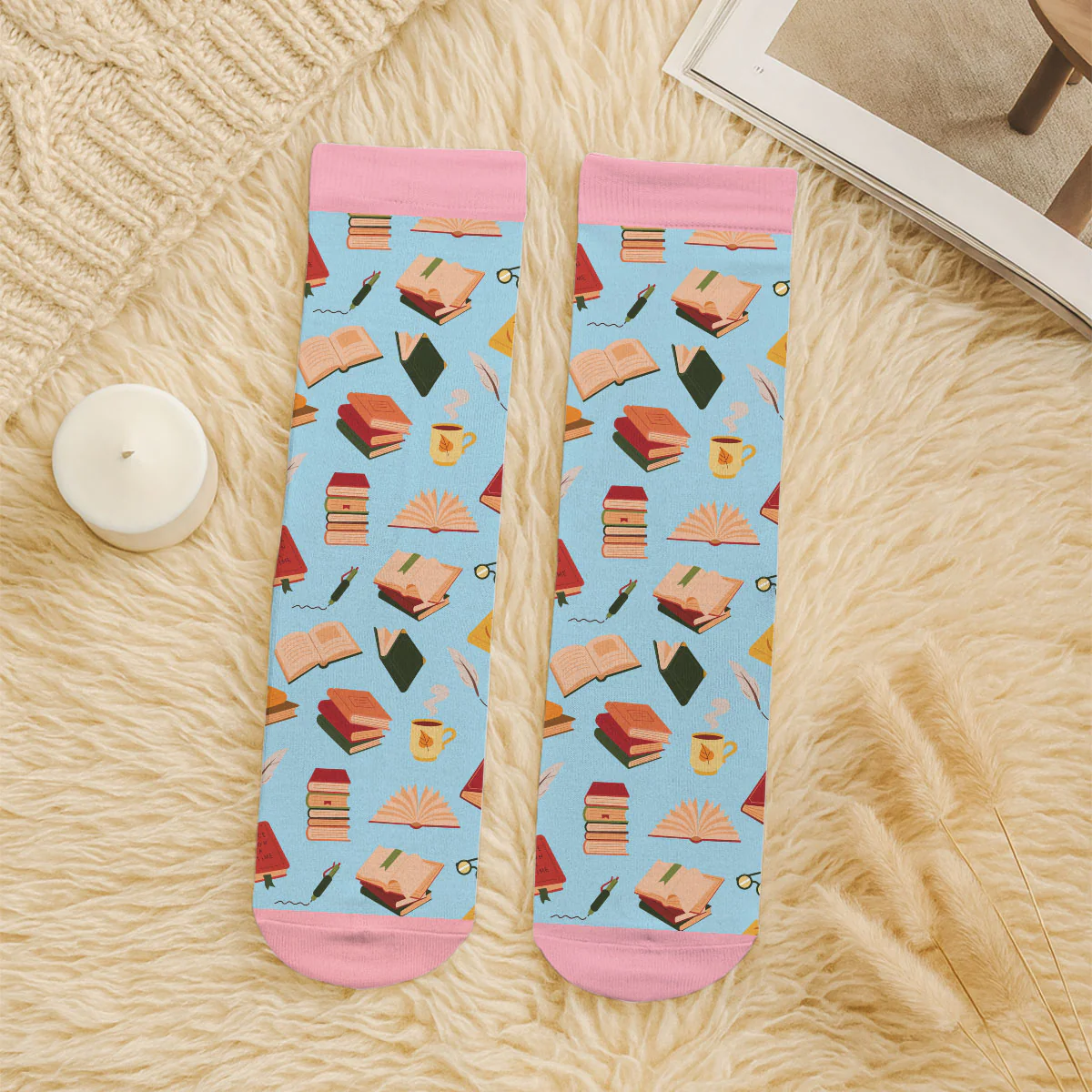 A Bookaholic And Not Ashamed - Personalized Custom Crew Socks - Image 6