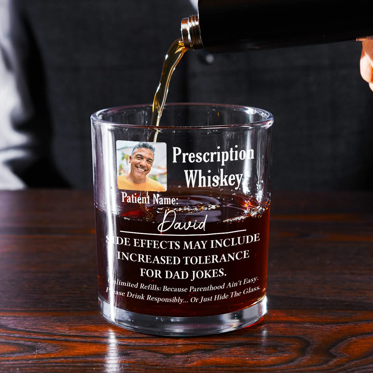 A Drink For Tired Parents - Personalized Custom Whiskey Glass - Image 2