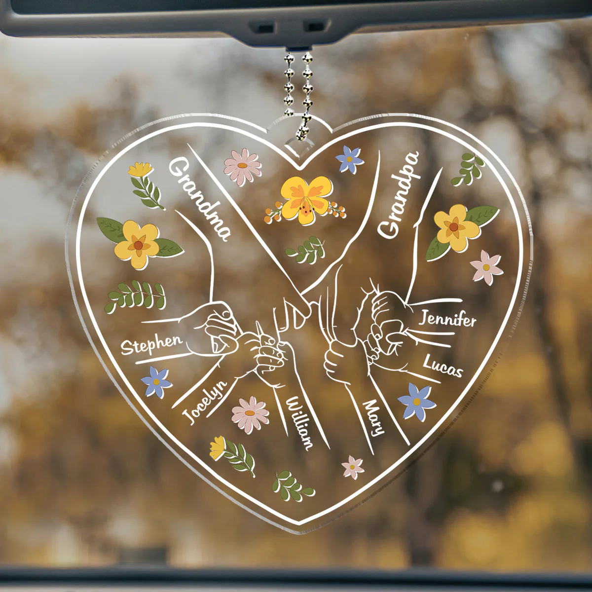 A Family Is A Round Of Love - Personalized Acrylic Car Ornament - Image 3