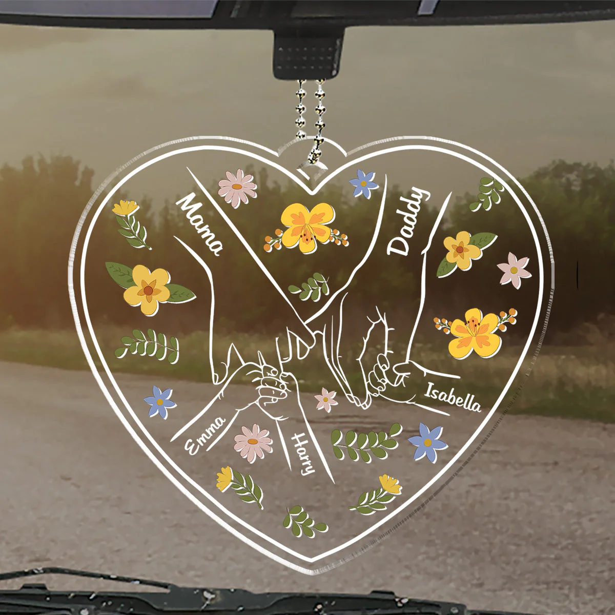 A Family Is A Round Of Love - Personalized Acrylic Car Ornament - Image 4