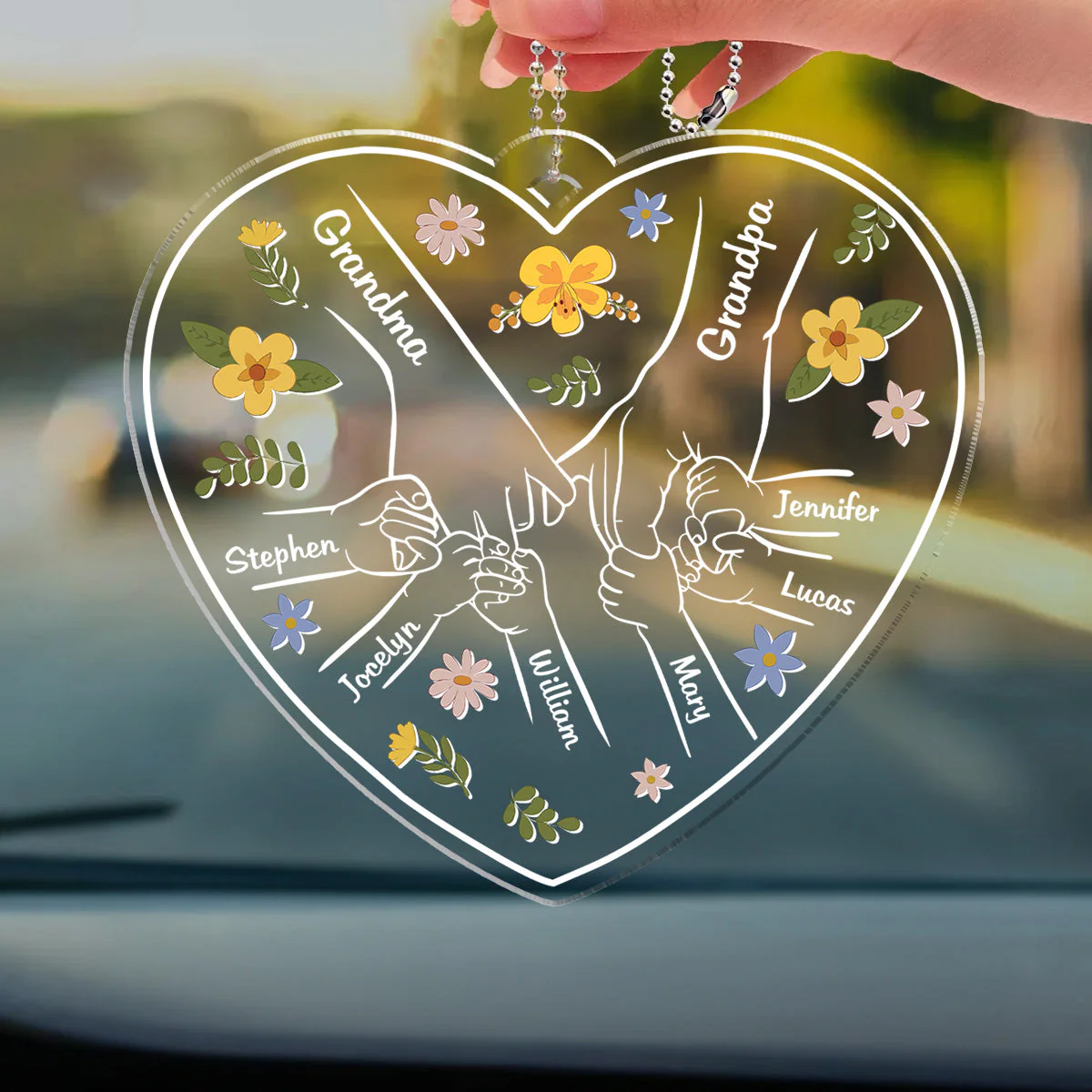 A Family Is A Round Of Love - Personalized Acrylic Car Ornament - Image 5