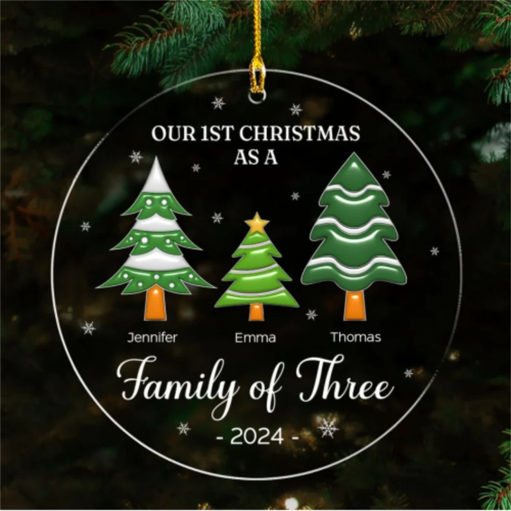 A Family Of Three - Personalized Custom 3D Inflated Effect Acrylic Ornament - Image 5