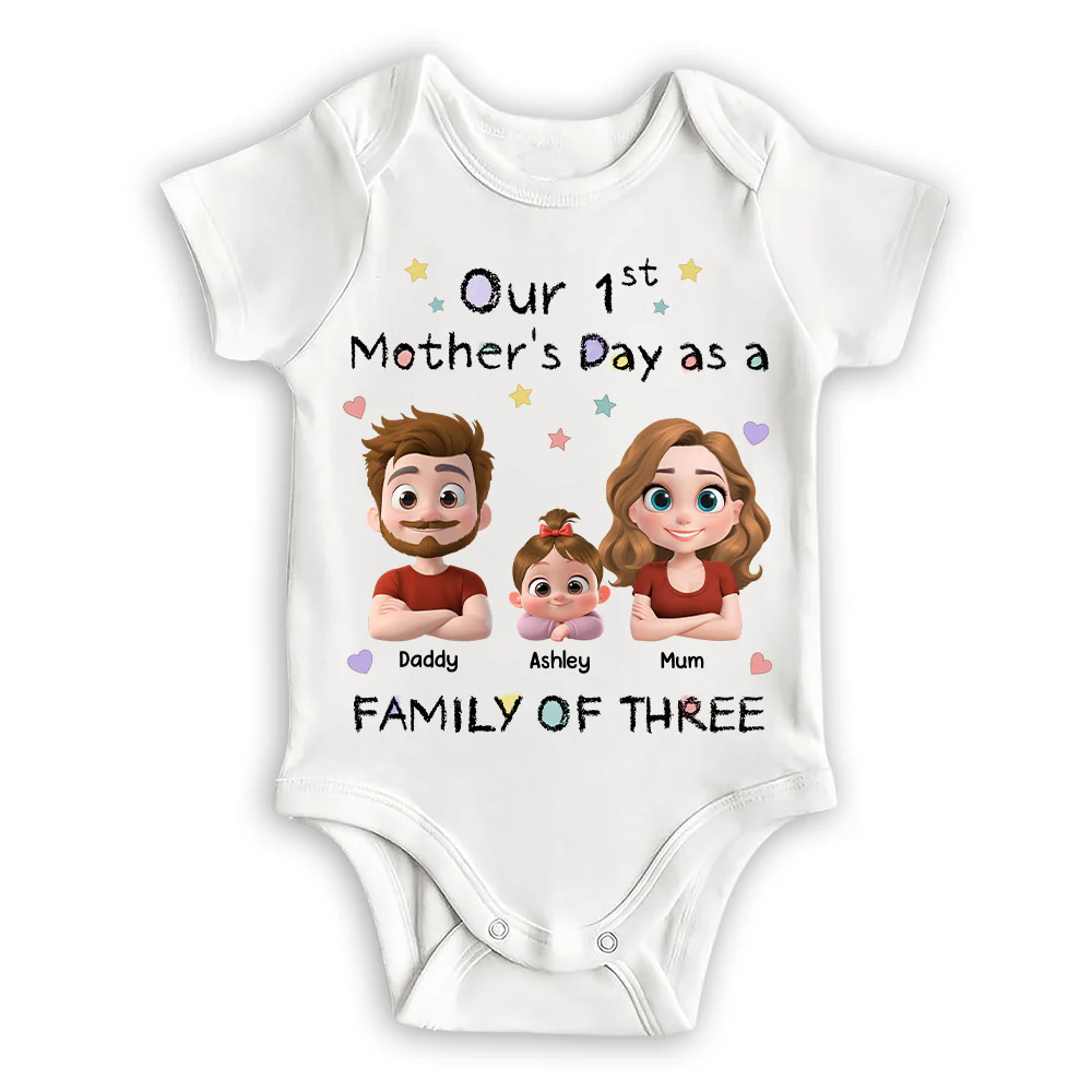 A Family Of Three - Personalized Custom Baby Onesie