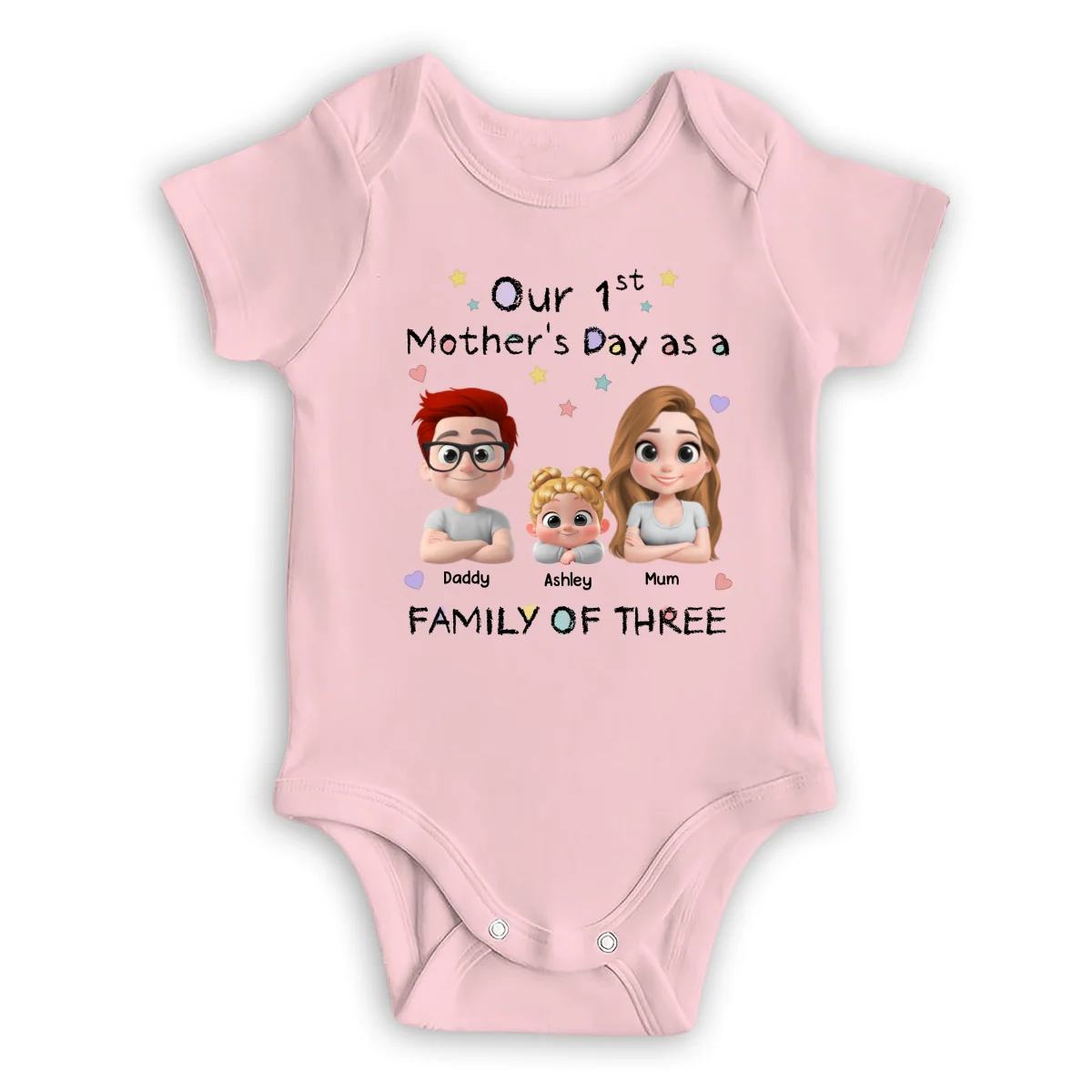A Family Of Three - Personalized Custom Baby Onesie - Image 6