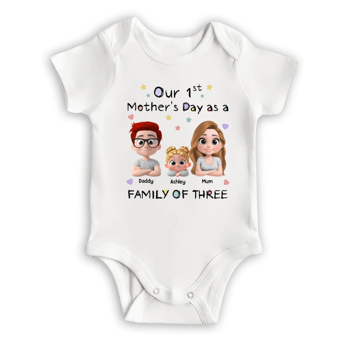A Family Of Three - Personalized Custom Baby Onesie - Image 7