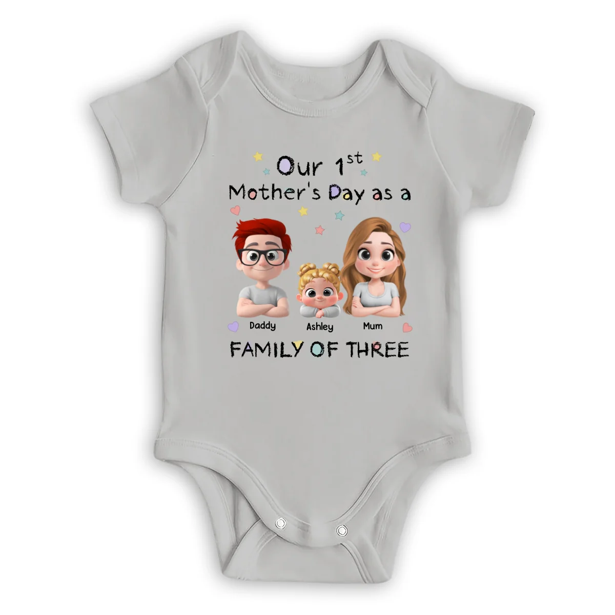A Family Of Three - Personalized Custom Baby Onesie - Image 8