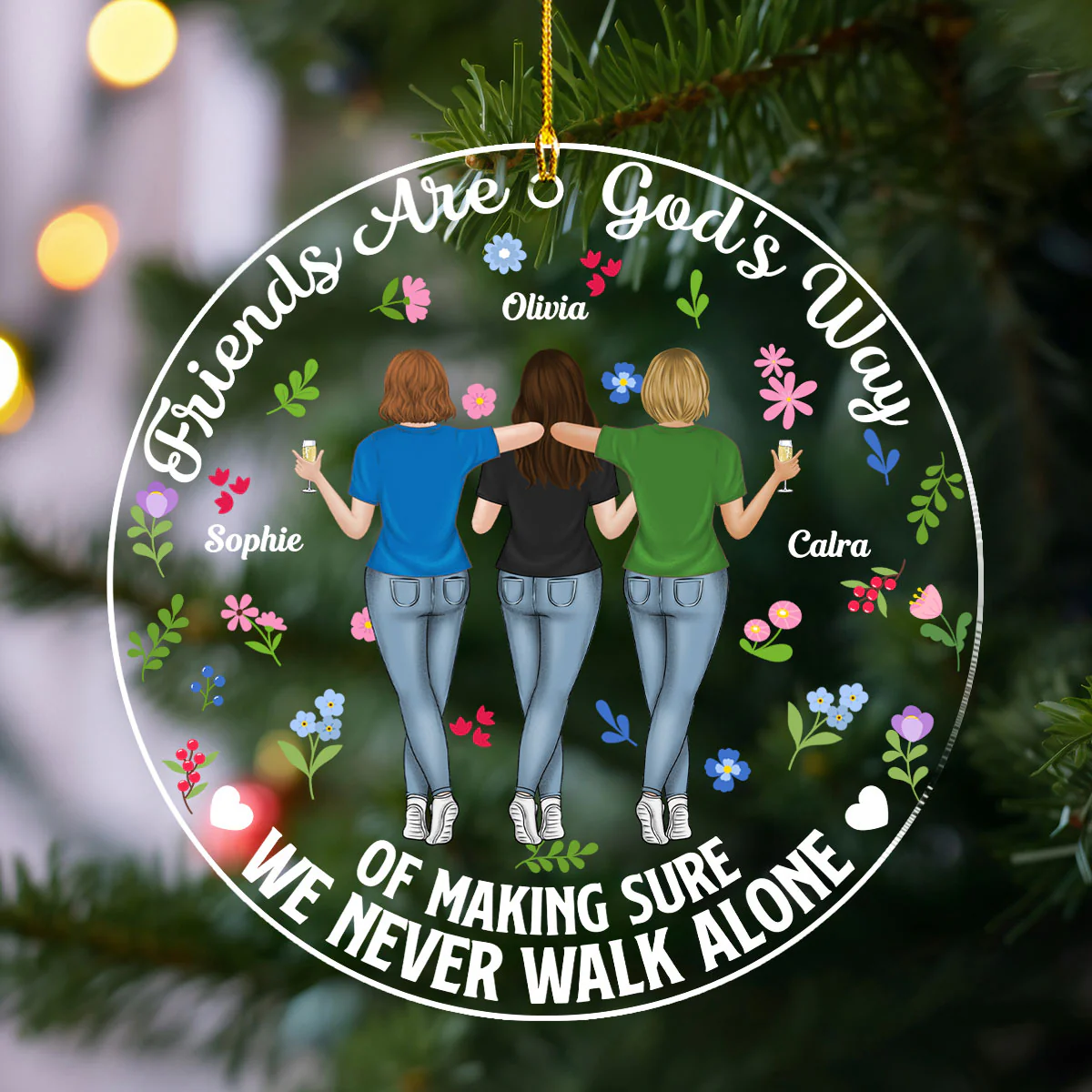 A Friend Is God Is Way - Personalized Custom Acrylic Ornament - Image 2