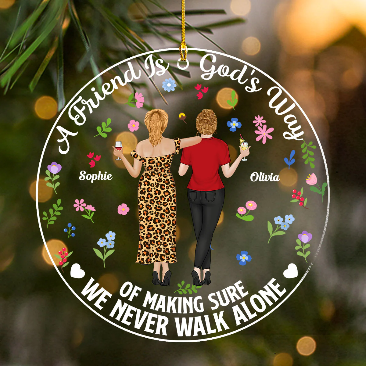 A Friend Is God Is Way - Personalized Custom Acrylic Ornament - Image 4
