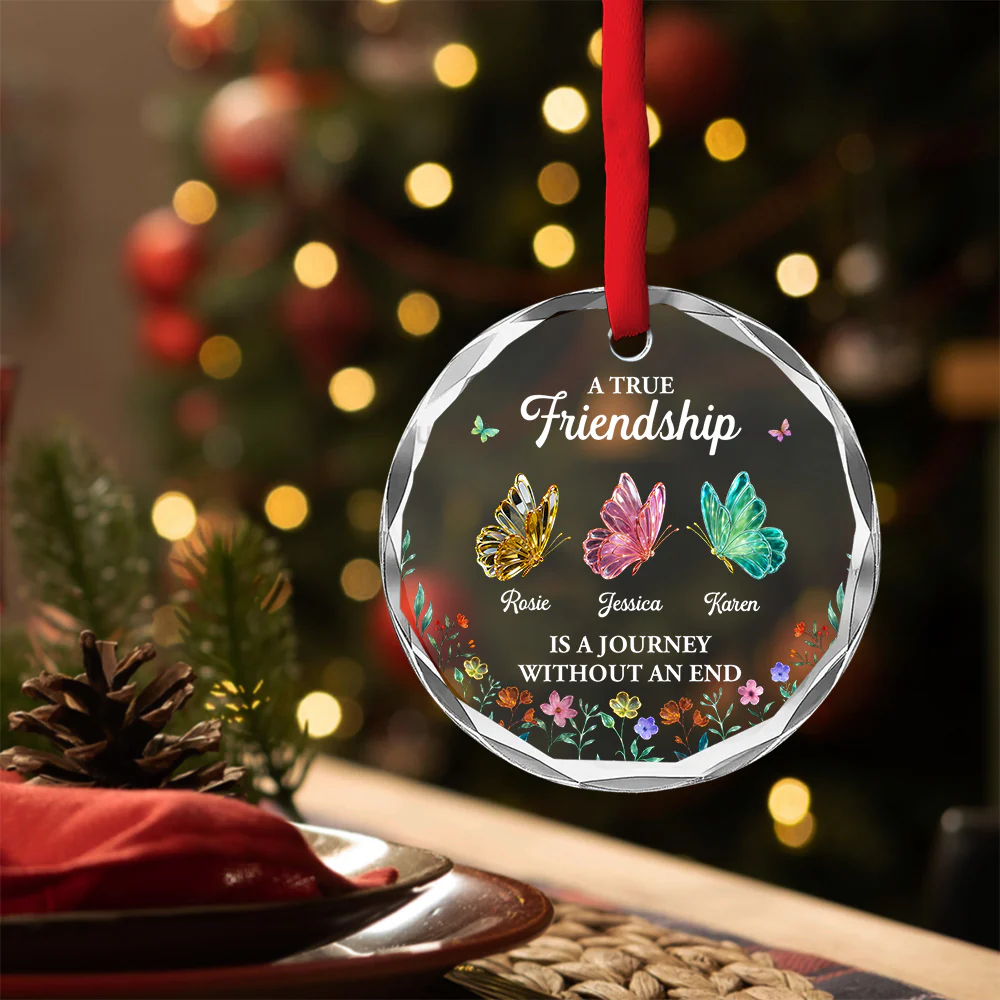 A Friendship Journey - Personalized Custom Glass Ornament - Image 4