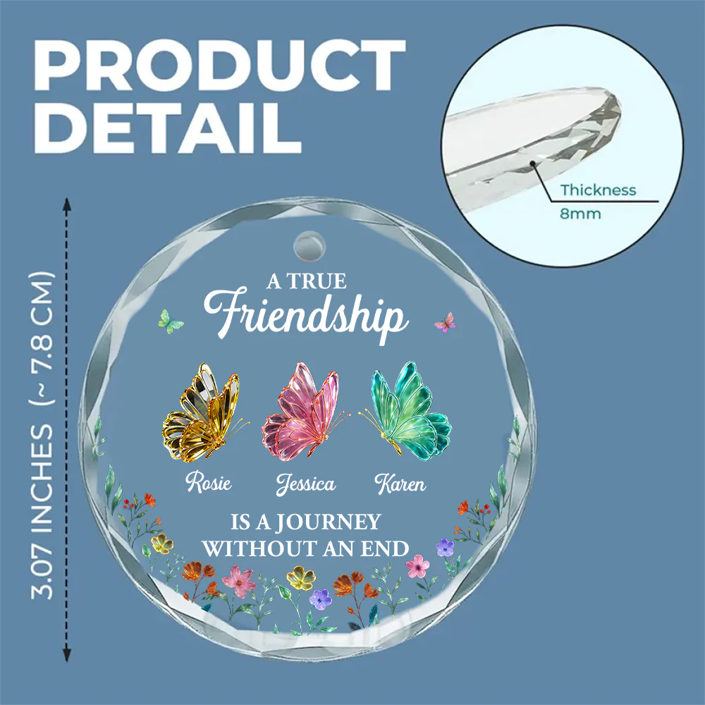 A Friendship Journey - Personalized Custom Glass Ornament - Image 6