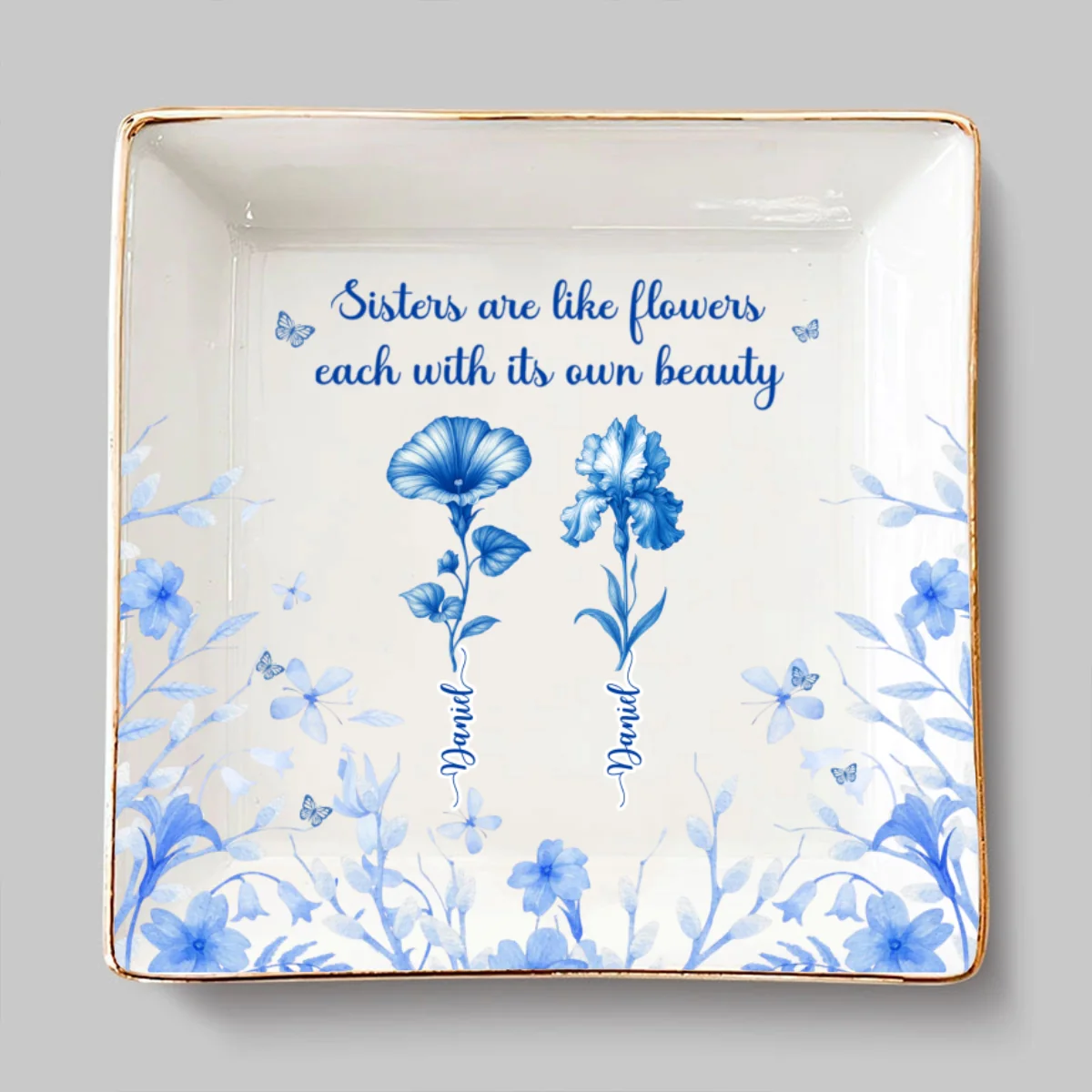 A Garden Of Sisterly Love - Personalized Custom Jewelry Dish - Image 7
