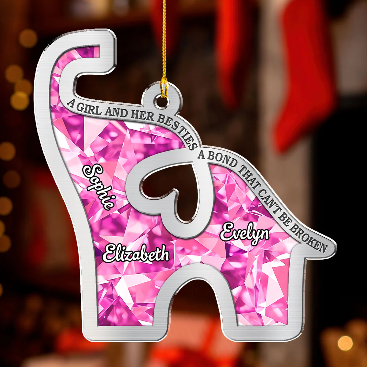 A Girl And Her Bestie - Personalized Custom Acrylic Ornament - Image 2