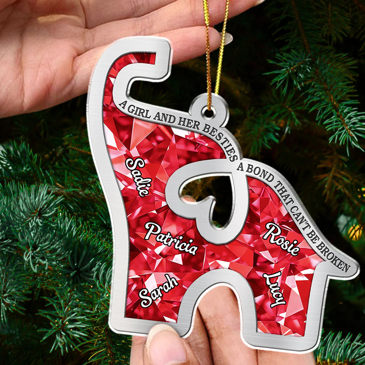 A Girl And Her Bestie - Personalized Custom Acrylic Ornament - Image 4