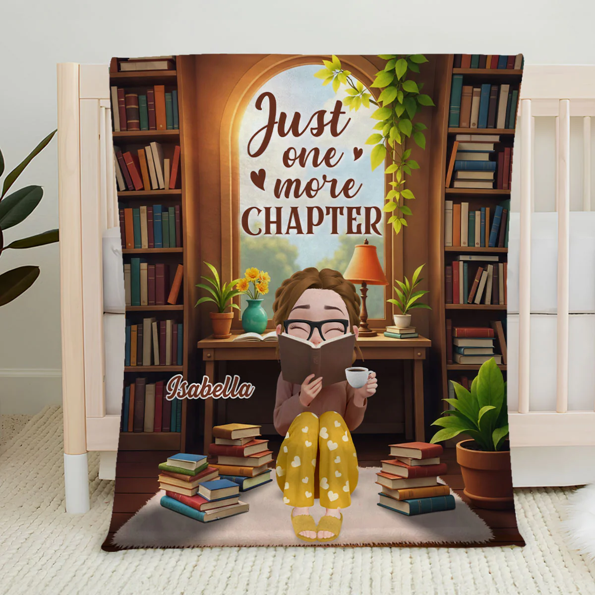 A Girl And Her Books - Personalized Custom Fleece Blanket - Image 2