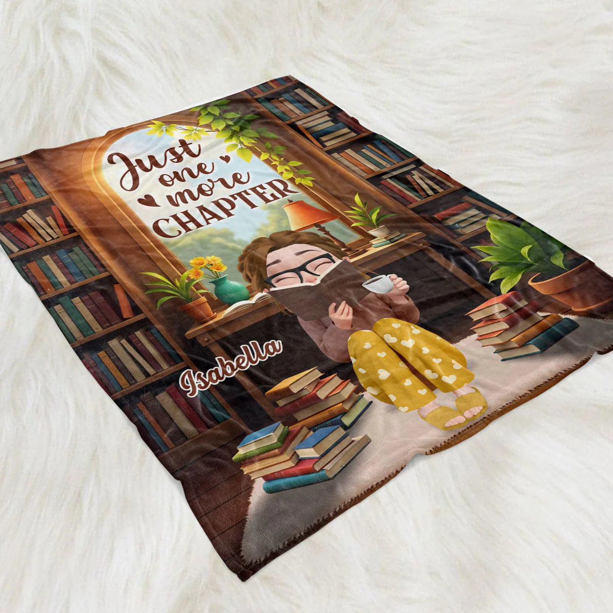 A Girl And Her Books - Personalized Custom Fleece Blanket - Image 5