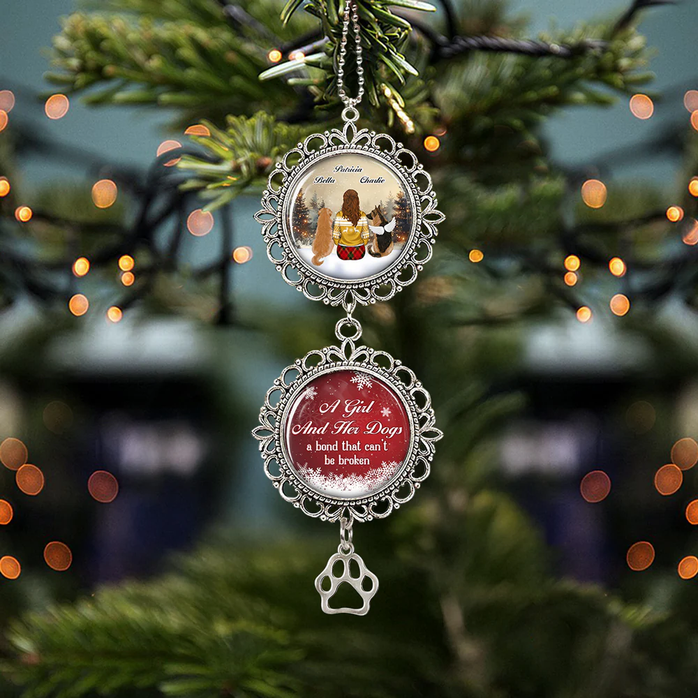 A Girl And Her Dog - Personalized Custom Charming Ornament - Image 3